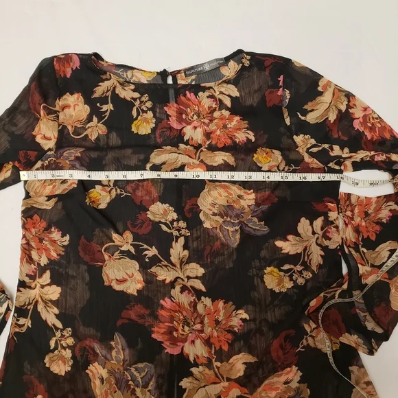 Black Floral Sheer Blouse Size - Picture 8 of 13